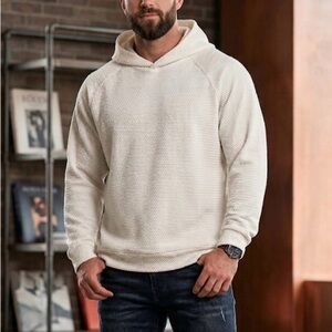 Puma Men's Off-White Textured Hooded Pullover